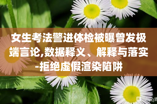 女生考法警進(jìn)體檢被曝曾發(fā)極端言論,數(shù)據(jù)釋義、解釋與落實(shí)-拒絕虛假渲染陷阱
