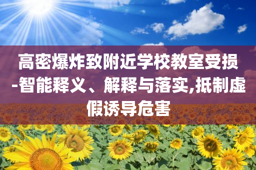 高密爆炸致附近學(xué)校教室受損-智能釋義、解釋與落實(shí),抵制虛假誘導(dǎo)危害