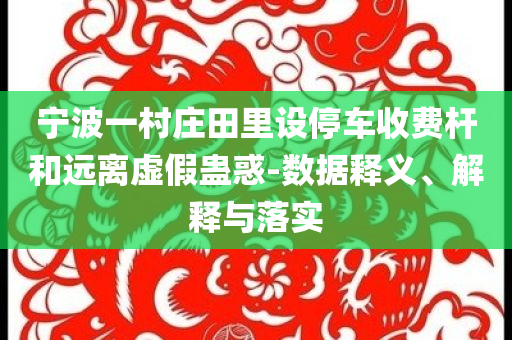 寧波一村莊田里設停車收費桿和遠離虛假蠱惑-數(shù)據(jù)釋義、解釋與落實