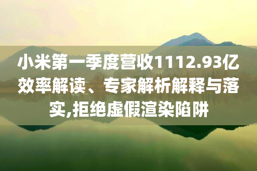 小米第一季度營收1112.93億效率解讀、專家解析解釋與落實,拒絕虛假渲染陷阱