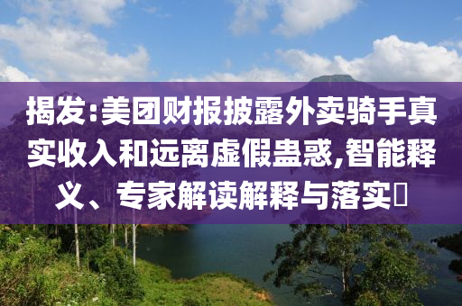 揭發(fā):美團(tuán)財(cái)報(bào)披露外賣騎手真實(shí)收入和遠(yuǎn)離虛假蠱惑,智能釋義、專家解讀解釋與落實(shí)?
