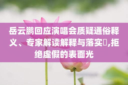 岳云鵬回應演唱會質疑通俗釋義、專家解讀解釋與落實?,拒絕虛假的表面光