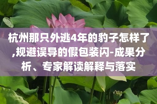 杭州那只外逃4年的豹子怎樣了,規(guī)避誤導(dǎo)的假包裝閃-成果分析、專家解讀解釋與落實