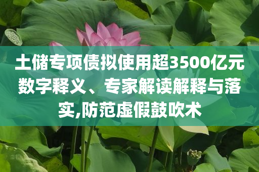 土儲專項債擬使用超3500億元數(shù)字釋義、專家解讀解釋與落實,防范虛假鼓吹術(shù)