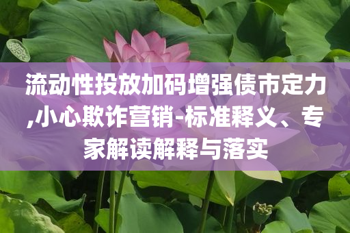 流動性投放加碼增強債市定力,小心欺詐營銷-標準釋義、專家解讀解釋與落實