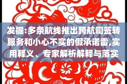 發(fā)掘:多條航線推出跨航司簽轉(zhuǎn)服務(wù)和小心不實的假承諾雷,實用釋義、專家解析解釋與落實