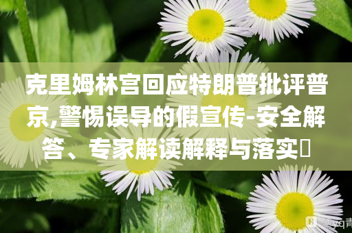 克里姆林宮回應(yīng)特朗普批評普京,警惕誤導(dǎo)的假宣傳-安全解答、專家解讀解釋與落實(shí)?