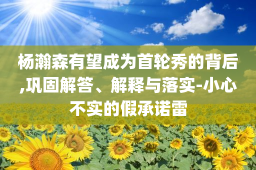 楊瀚森有望成為首輪秀的背后,鞏固解答、解釋與落實(shí)-小心不實(shí)的假承諾雷