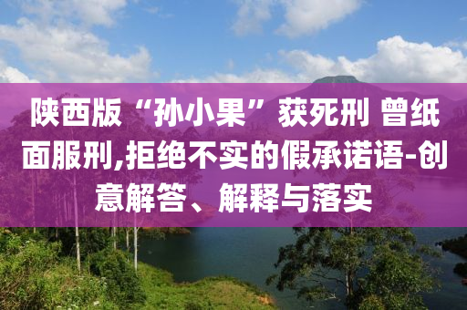 陜西版“孫小果”獲死刑 曾紙面服刑,拒絕不實的假承諾語-創(chuàng)意解答、解釋與落實