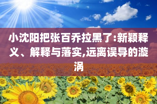 小沈陽把張百喬拉黑了:新穎釋義、解釋與落實,遠離誤導的漩渦