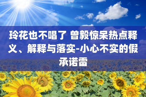 玲花也不唱了 曾毅驚呆熱點(diǎn)釋義、解釋與落實(shí)-小心不實(shí)的假承諾雷
