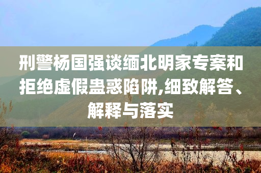 刑警楊國強談緬北明家專案和拒絕虛假蠱惑陷阱,細致解答、解釋與落實