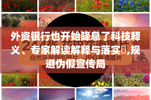 外資銀行也開(kāi)始降息了科技釋義、專家解讀解釋與落實(shí)?,規(guī)避偽假宣傳局