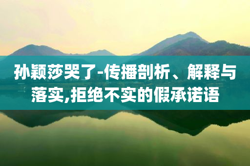 孫穎莎哭了-傳播剖析、解釋與落實(shí),拒絕不實(shí)的假承諾語(yǔ)