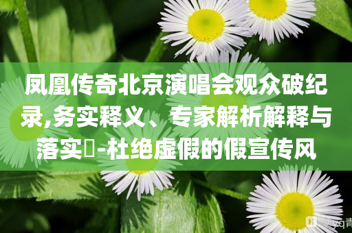 鳳凰傳奇北京演唱會(huì)觀眾破紀(jì)錄,務(wù)實(shí)釋義、專家解析解釋與落實(shí)?-杜絕虛假的假宣傳風(fēng)