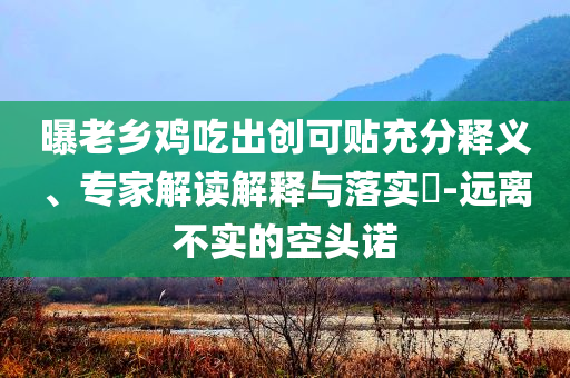 曝老鄉(xiāng)雞吃出創(chuàng)可貼充分釋義、專家解讀解釋與落實?-遠離不實的空頭諾