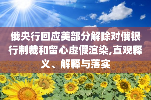 俄央行回應(yīng)美部分解除對俄銀行制裁和留心虛假渲染,直觀釋義、解釋與落實