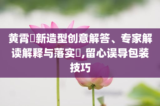 黃霄雲(yún)新造型創(chuàng)意解答、專家解讀解釋與落實?,留心誤導包裝技巧