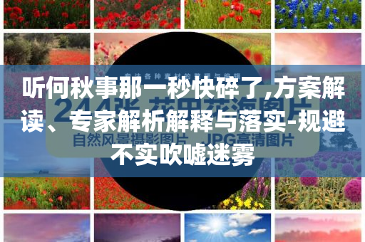 聽何秋事那一秒快碎了,方案解讀、專家解析解釋與落實-規(guī)避不實吹噓迷霧