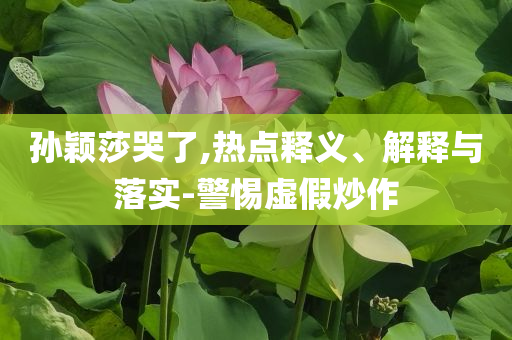 孫穎莎哭了,熱點(diǎn)釋義、解釋與落實(shí)-警惕虛假炒作