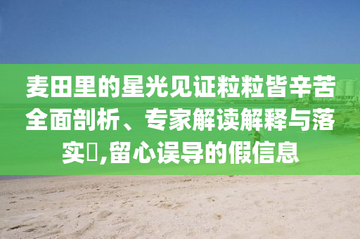 麥田里的星光見證粒粒皆辛苦全面剖析、專家解讀解釋與落實(shí)?,留心誤導(dǎo)的假信息
