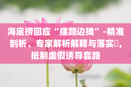 海底撈回應(yīng)“擺路邊攤”-精準(zhǔn)剖析、專家解析解釋與落實?,抵制虛假誘導(dǎo)套路