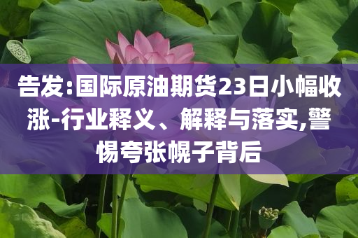 告發(fā):國際原油期貨23日小幅收漲-行業(yè)釋義、解釋與落實(shí),警惕夸張幌子背后
