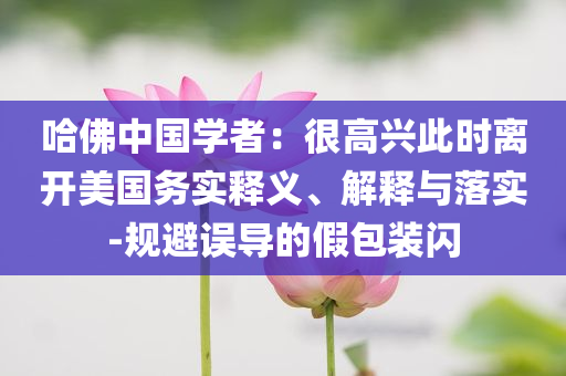 哈佛中國(guó)學(xué)者：很高興此時(shí)離開(kāi)美國(guó)務(wù)實(shí)釋義、解釋與落實(shí)-規(guī)避誤導(dǎo)的假包裝閃