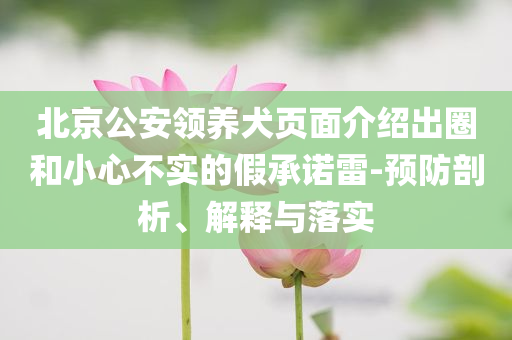 北京公安領(lǐng)養(yǎng)犬頁(yè)面介紹出圈和小心不實(shí)的假承諾雷-預(yù)防剖析、解釋與落實(shí)