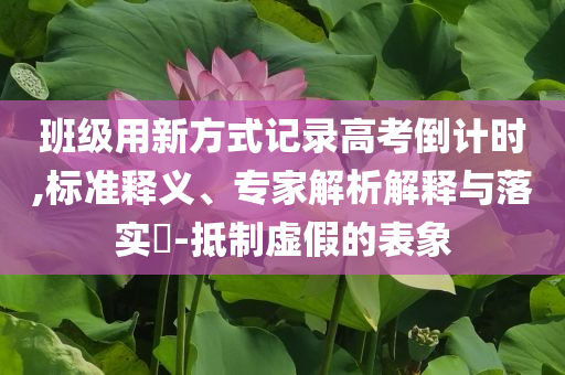 班級用新方式記錄高考倒計時,標準釋義、專家解析解釋與落實?-抵制虛假的表象