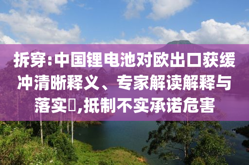 拆穿:中國鋰電池對歐出口獲緩沖清晰釋義、專家解讀解釋與落實?,抵制不實承諾危害
