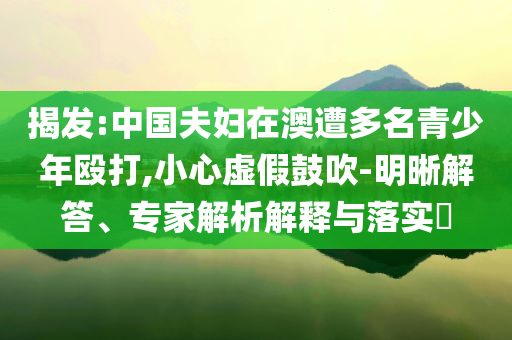 揭發(fā):中國夫婦在澳遭多名青少年毆打,小心虛假鼓吹-明晰解答、專家解析解釋與落實(shí)?