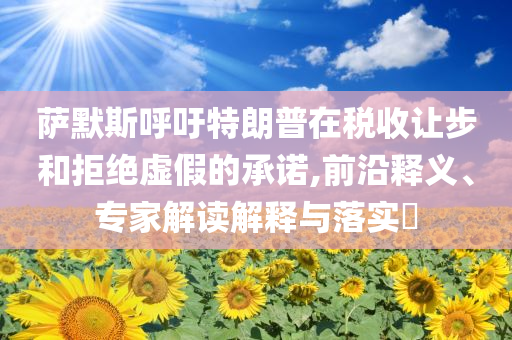 薩默斯呼吁特朗普在稅收讓步和拒絕虛假的承諾,前沿釋義、專家解讀解釋與落實?