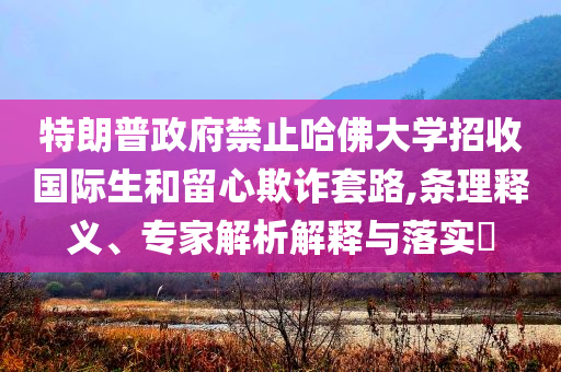 特朗普政府禁止哈佛大學招收國際生和留心欺詐套路,條理釋義、專家解析解釋與落實?