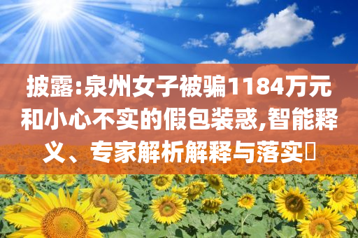 披露:泉州女子被騙1184萬(wàn)元和小心不實(shí)的假包裝惑,智能釋義、專家解析解釋與落實(shí)?