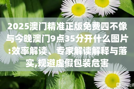 2025澳門精準(zhǔn)正版免費四不像與今晚澳門9點35分開什么圖片:效率解讀、專家解讀解釋與落實,規(guī)避虛假包裝危害