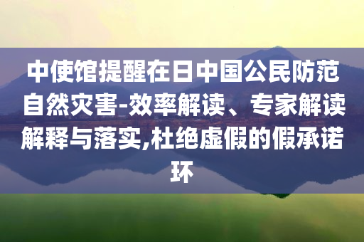 中使館提醒在日中國公民防范自然災(zāi)害-效率解讀、專家解讀解釋與落實,杜絕虛假的假承諾環(huán)