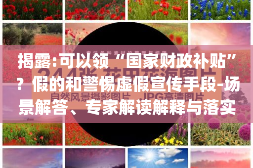 揭露:可以領(lǐng)“國家財(cái)政補(bǔ)貼”？假的和警惕虛假宣傳手段-場景解答、專家解讀解釋與落實(shí)