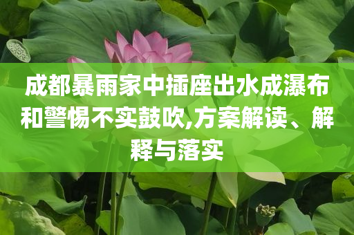 成都暴雨家中插座出水成瀑布和警惕不實鼓吹,方案解讀、解釋與落實