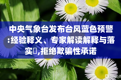 中央氣象臺發(fā)布臺風(fēng)藍色預(yù)警:經(jīng)驗釋義、專家解讀解釋與落實?,拒絕欺騙性承諾
