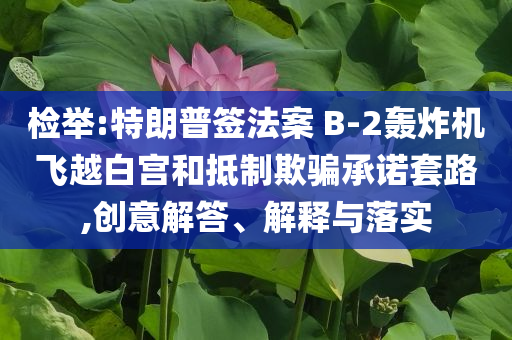 檢舉:特朗普簽法案 B-2轟炸機(jī)飛越白宮和抵制欺騙承諾套路,創(chuàng)意解答、解釋與落實(shí)