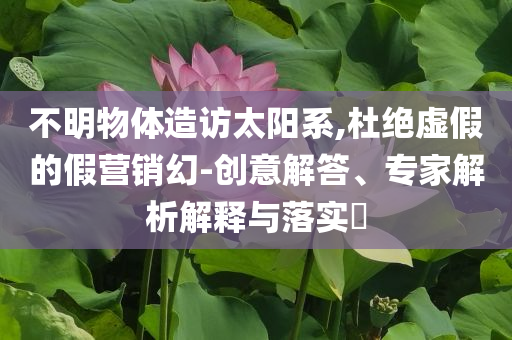 不明物體造訪太陽系,杜絕虛假的假營銷幻-創(chuàng)意解答、專家解析解釋與落實(shí)?