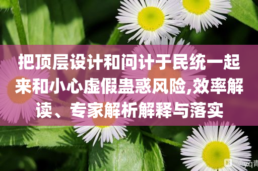 把頂層設(shè)計(jì)和問計(jì)于民統(tǒng)一起來和小心虛假蠱惑風(fēng)險(xiǎn),效率解讀、專家解析解釋與落實(shí)