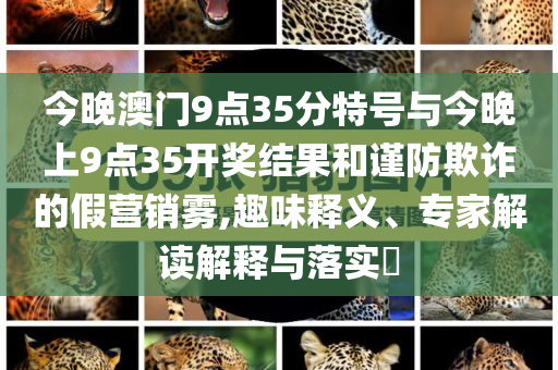 今晚澳門9點(diǎn)35分特號(hào)與今晚上9點(diǎn)35開獎(jiǎng)結(jié)果和謹(jǐn)防欺詐的假營(yíng)銷霧,趣味釋義、專家解讀解釋與落實(shí)?