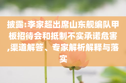 披露:李家超出席山東艦編隊(duì)甲板招待會(huì)和抵制不實(shí)承諾危害,渠道解答、專(zhuān)家解析解釋與落實(shí)