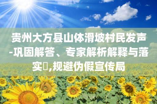 貴州大方縣山體滑坡村民發(fā)聲-鞏固解答、專(zhuān)家解析解釋與落實(shí)?,規(guī)避偽假宣傳局