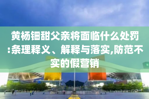 黃楊鈿甜父親將面臨什么處罰:條理釋義、解釋與落實,防范不實的假營銷