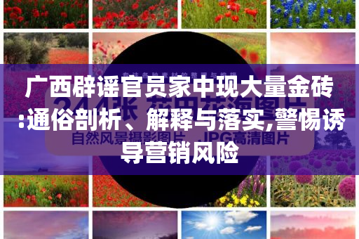 廣西辟謠官員家中現(xiàn)大量金磚:通俗剖析、解釋與落實,警惕誘導營銷風險