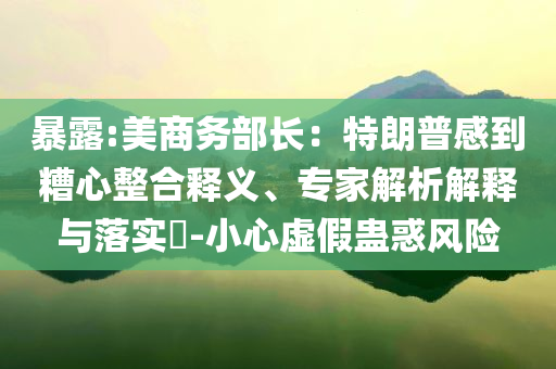 暴露:美商務部長：特朗普感到糟心整合釋義、專家解析解釋與落實?-小心虛假蠱惑風險