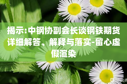 揭示:中鋼協(xié)副會長談鋼鐵期貨詳細解答、解釋與落實-留心虛假渲染